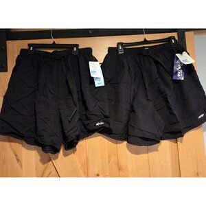 Lot of 2 NEW! Vtg Dolfin Nylon Black Shorts Men Sz XXL Belt Lined Pockets USA